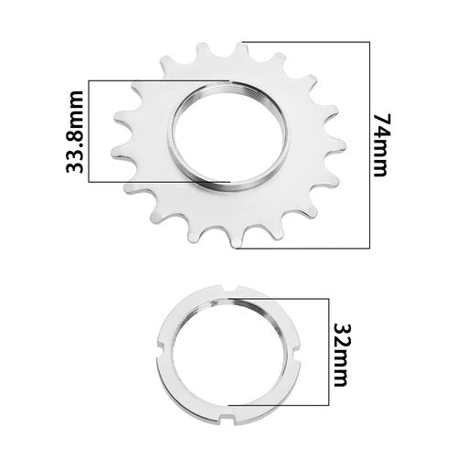 ECSiNG Bike Sprocket Fixed Single Speed Cog Thread Ribg High Strength Steel Bicycle Flywheel Sprockets Parts for Fixed Gear Bike 17T with Lock Ring