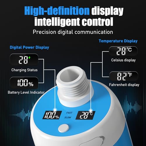 Portable Outdoor Shower System with Digital Display - Glacier Blue