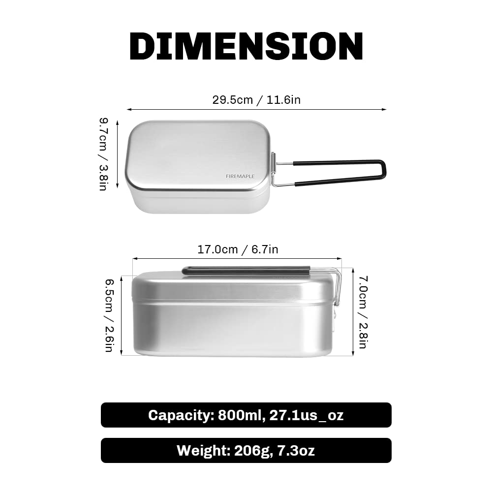 Fire-Maple Frost Bento Lunchbox Fast- Heating Camping Bowl, with a Foldable Handle(800ml), self reliance outfitters, ideal for travel, outside, camping