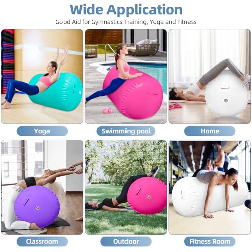 Inflatable Gymnastics Barrel for Back Handspring Training - Purple, 47.2x23.6 Inches
