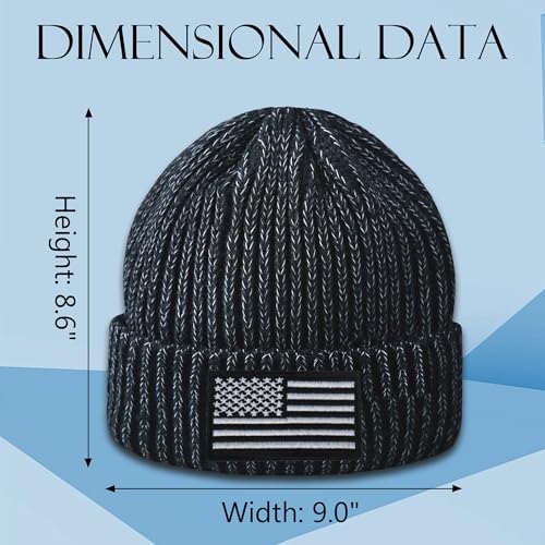 Ababalaya American Flag Knit Watch Cap, Satin Lined USA Multi-Season Army Military Tactical Beanie, Reflective Beanie