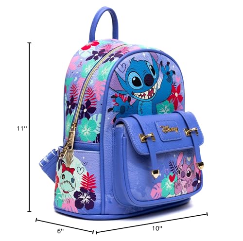 Wondapop Stitch and Angel 11" Vegan Leather Fashion Mini Backpack