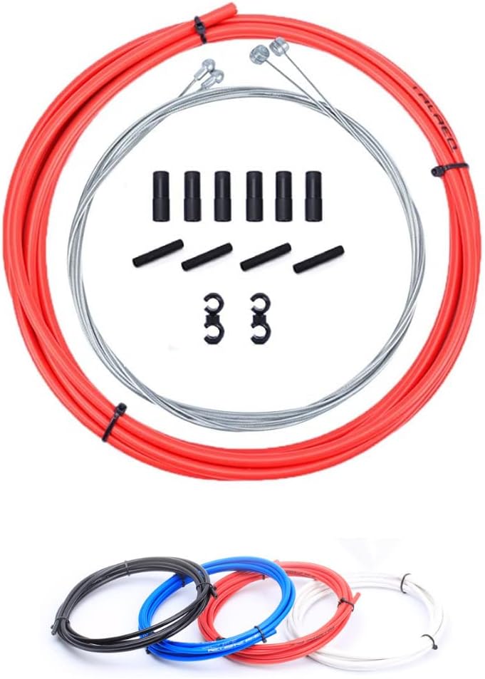 Universal Bicycle Brake Housing/Cable/Crimp/End Cap kit, Compatible with All Bikes, Multiple Color Options