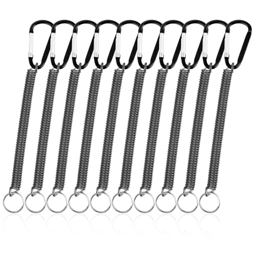 Heavy Duty Retractable Coiled Fishing Lanyards - 10 Pack