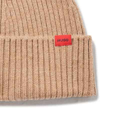 HUGO Men's Small Logo Ribbed Beanie