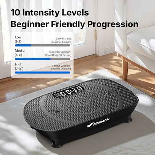 MERACH Vibration Plate Exercise Machine, Slim Vibration Plate for Lymphatic Drainage Weight Loss, Vibrating Plate with Real-Time Calorie Tracking on LED Display, Workout Equipment for Home Women Men