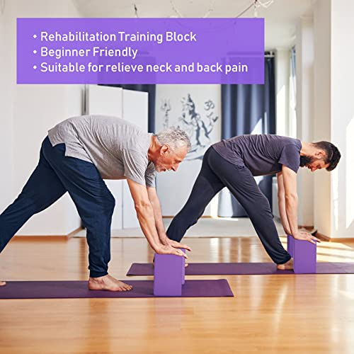Purple EVA Yoga Blocks Set of 6 Non Slip Pilates Bricks - Supportive & Durable