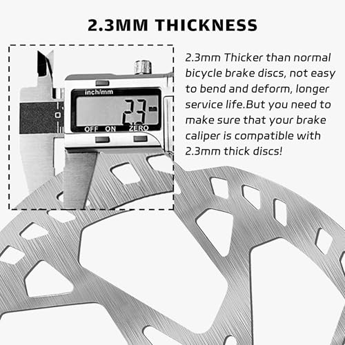 140mm 160mm 180mm 203mm Bike Disc Brake Rotor with 6 Bolts, Bicycle Brakes Stainless Steel Rotors, MTB, Thickness 2.3mm, Center Hole Distance 44mm, for E-Bike E-Scooter MTB (gray-203mm)