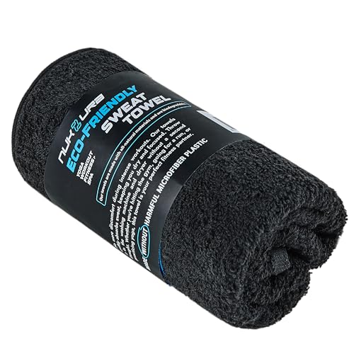 Black 12x40 Inch Gym Sweat Towel - High Absorbent Cotton Workout Towel