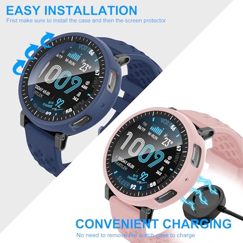 6-Pack Compatible Amazfit Active Max Case with Tempered Glass Screen Protector - Colorful Shockproof Protective Cover