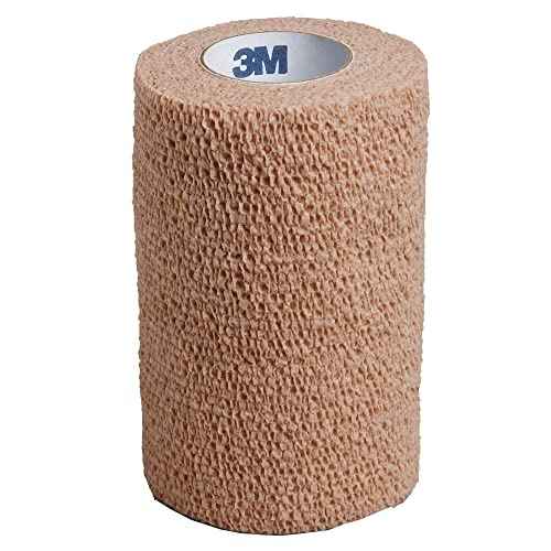 3M 1584 Health Care Coban Self-Adherent Wrap, Elastic, 5 yd. Length, 4" Width, Tan, Pack of 18