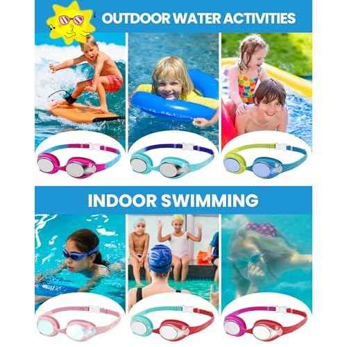 OutdoorMaster Kids Swim Goggles 2 Pack - Quick Adjustable Strap Swimming Goggles for Kids