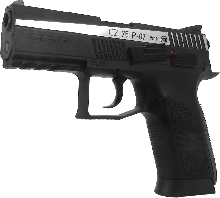 ASG CZ 75 P-07 Duty Black and Two-Tone CO2 BB Gun Pistol .177 Cal Steel, Blowback and Non-Blowback