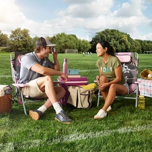 ROXY Beach Chair – Lounge Chair Outdoor, Lightweight Folding Chair with Adjustable Recline and Cup Holder – Beach Days, Pool Lounge Chairs, Folding Camping Chairs, Sun Tanning Chair or Festival