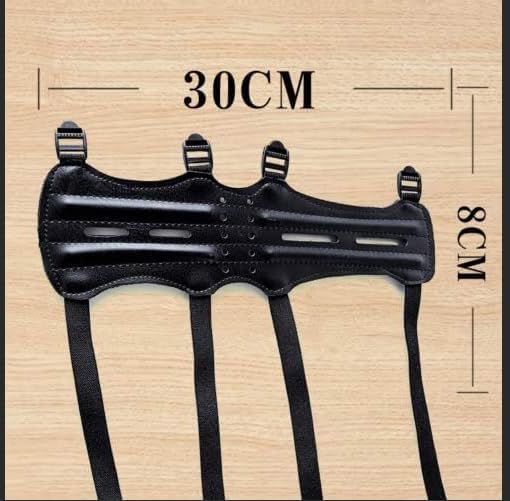 Archery Leather Arm Guard Long 4 Straps Forearm Protective Gear Hunting Arrow Bow