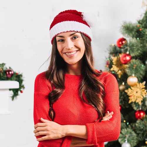 Century Star Christmas Hats for Women Santa Hat Adult Unisex Classic Knitted Warm Beanie for New Year Holiday Party Hats