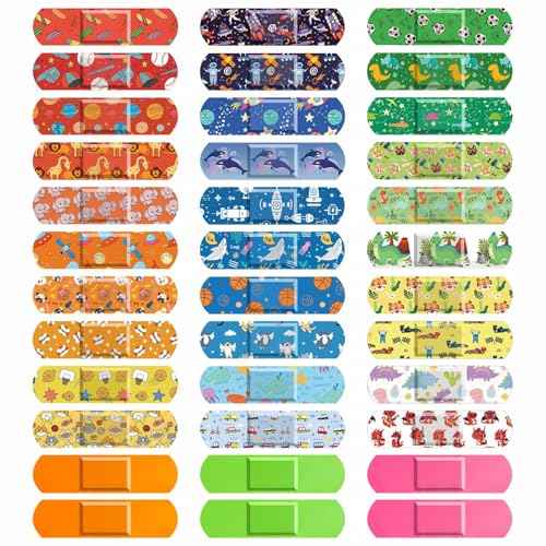 33 Style Kids Cartoon Bandages 300 Pcs Cute Bandages Adhesive Flexible Colorful Bandage Toddler Bandage Waterproof Breathable Protect Scrapes and Cuts for Girls Boys Children Toddlers (Cool)