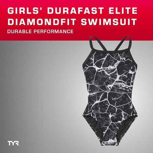 TYR Durafast Elite Diamondfit One Piece Girls' Swimsuit - Athletic Training and Competition Swimwear - Resists Chlorine