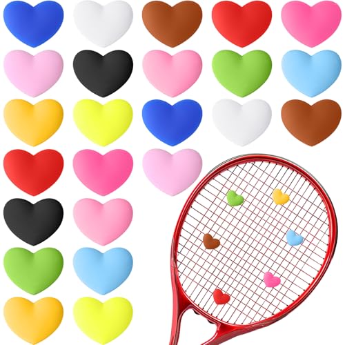 Heart Shaped Tennis Vibration Dampeners 24 Pack - Colorful Racket Accessories