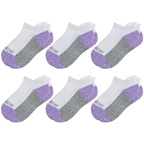 Toddler Boys Girls Cushioned Ankle Socks 2-5T 6 Pairs White Purple