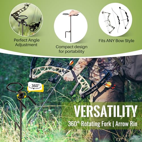 Portable Archer's Ground Stake with 360° Rotating Fork and Bowstring Wax – Variation 1