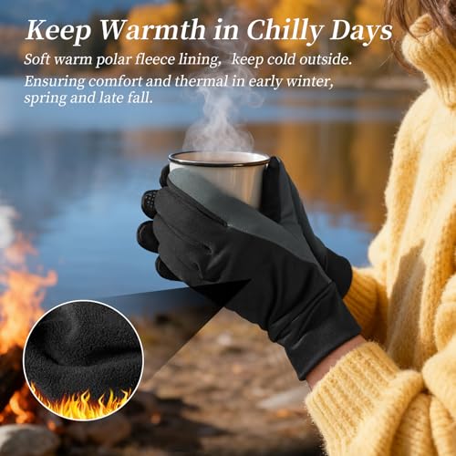 Women's Winter Touchscreen Gloves Black & Gray Medium - Warm & Windproof