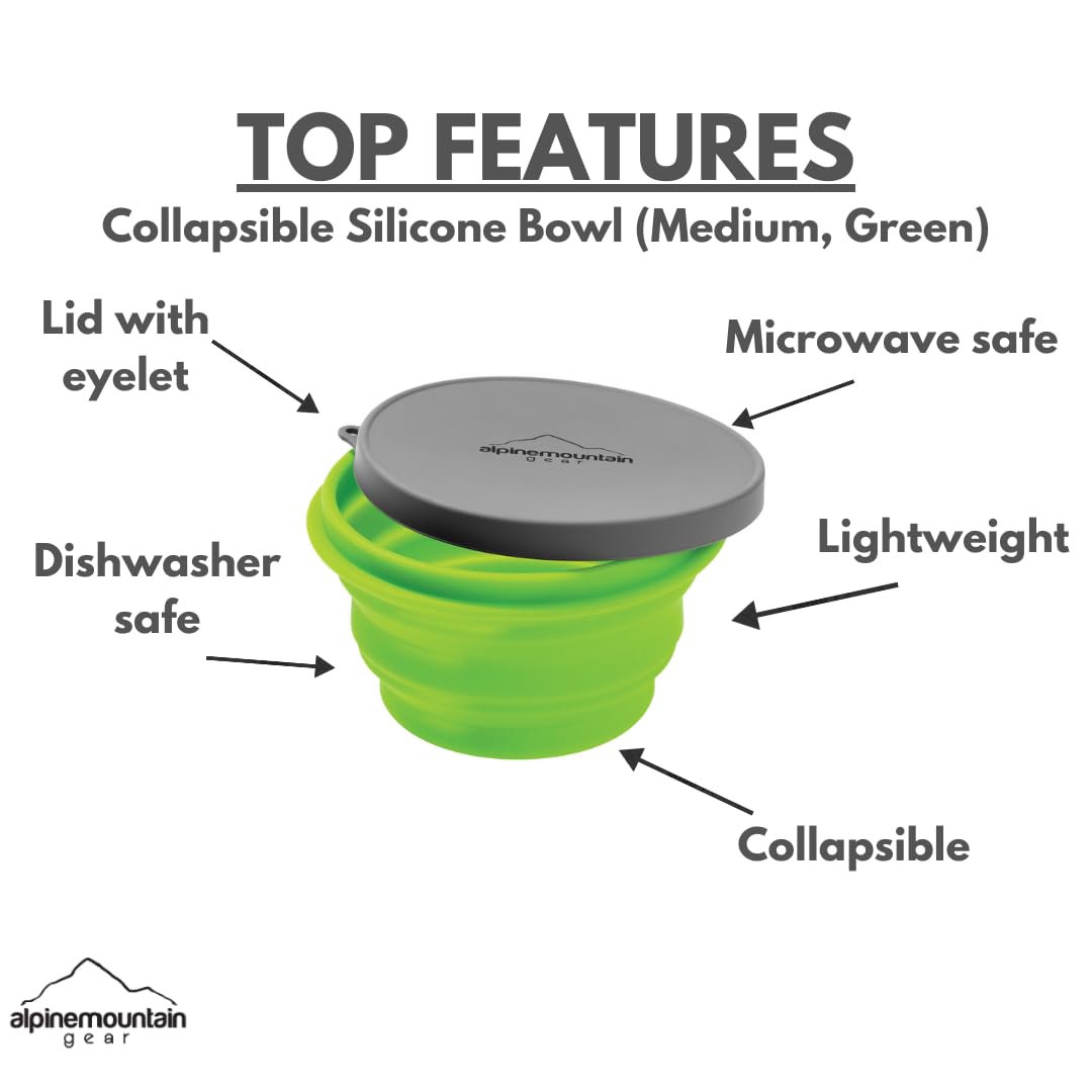 Alpine Mountain Gear 3 Pack Collapsible Silicone Bowl Bundle (Includes Small Red, Medium Green and Large Blue Bowl)