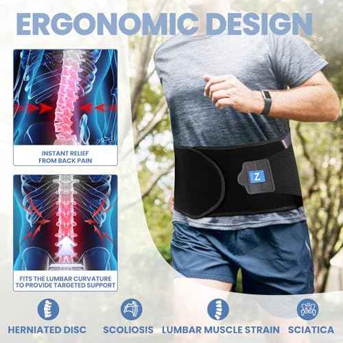ZhaoABao Back Brace for Lower Back Pain Relief, Sports Adjustable Lumbar Back Brace, Back Support Belt for Men Women, Breathable Lumbar Support with Adjustable Strap, XXL (Waist: 37.4"-47.2")