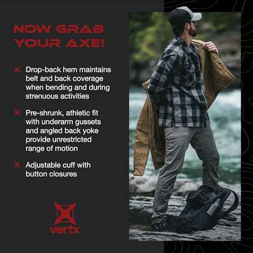 Vertx Canyon Valley Mens Tactical Flannel Shirt Long Sleeve Outdoor Work Shirts with Pockets, Tactical Operations Gear