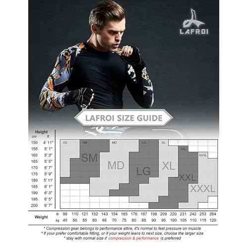 LAFROI Men's Long Sleeve UPF 50+ Sun Protection Shirt Compression BJJ Swim Rash Guard