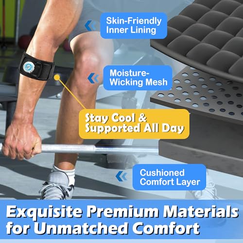 Tennis Elbow Brace for Men?&?Women?? Adjustable Elbow Strap for Tendonitis, Tennis?&?Golfer¡¯s Elbow Support with Compression Dial, Silicone Shock Pad, Breathable Forearm Pain Relief (XL)