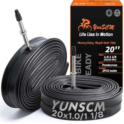 Heavy Duty Bike Inner Tube 20x1.0-1 1/8 FV60mm Presta Valve 2-Pack