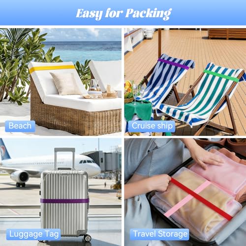 Heavy Duty Beach Towel Clips - 6 Pack Towel Bands for Beach Chairs & Outdoor Loungers