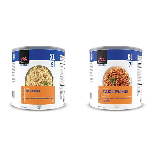 Mountain House Rice & Chicken | Freeze Dried Survival & Emergency Food | #10 Can | Gluten-Free & Classic Spaghetti with Meat Sauce | Freeze Dried Survival & Emergency Food | #10 Can