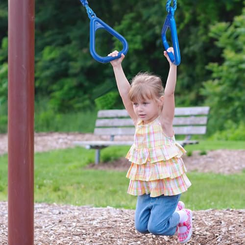4 Colorful Ninja Gymnastic Rings with Triangle Handles - Kids Obstacle Set
