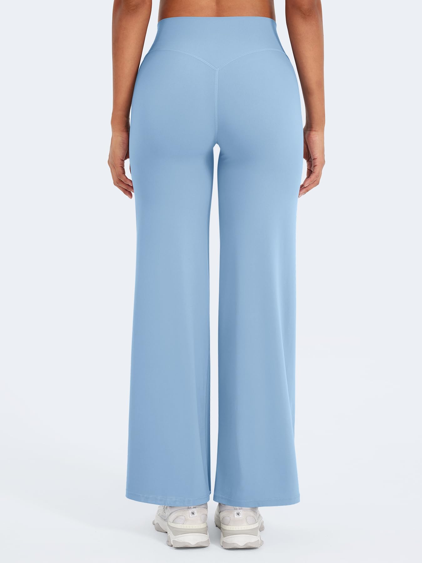 YEOREO Workout Leggings Womens No Front Seam Straight Leggings 29" High Waist Buttery Eddiy Gym Yoga Pants Airy Blue XL