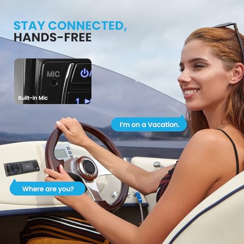 Pyle 300W Bluetooth Marine Stereo Receiver - Single DIN In-Dash AM/FM Radio with USB/SD - AUX - MP3 - Built-in Mic - EQ - Wireless Music Streaming - Remote - 12V - PLMRM29BT