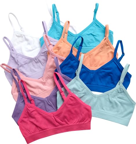 Sweet & Sassy Girls Seamless Cami Bralette Training Bras 9 Pack - Small Brights