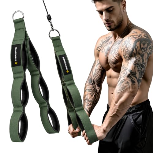 Multi-Grip Tricep Rope Cable Attachment - 24 Inch, Green, 3 Grip Lengths