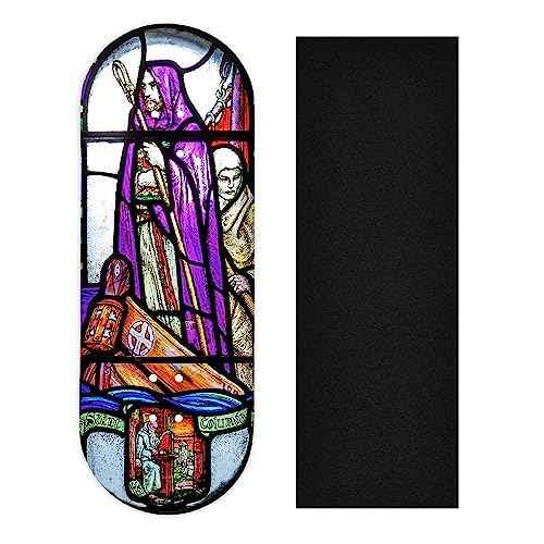 Teak Tuning Heat Transfer Graphic Wooden Fingerboard Deck, Stained Glass - 34mm x 97mm Popsicle Shaped Deck