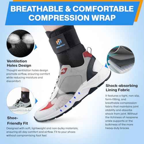 Ankle Brace for Sprained Ankle Wrap, Ankle Support for Men Women, Foot Brace Ankles Stabilizer with Ankles Splint Support for Basketball, Volleyball, Sports - L