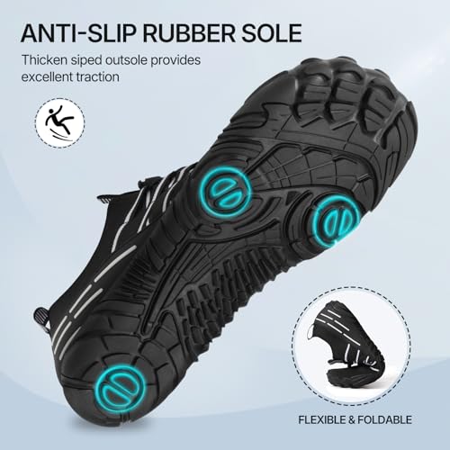 Water Shoes for Women Men Barefoot Swim Beach Hiking Pool - Black White 9 Women / 7.5 Men