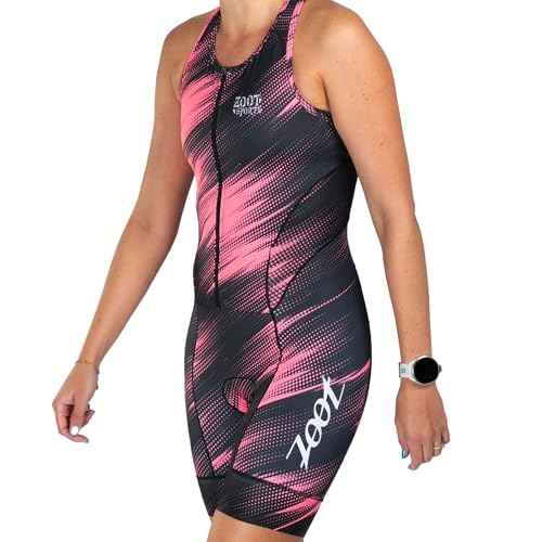 Zoot Women's LTD Tri SLVS Fz Racesuit, Sleeveless Cycle Race Swim Bike Run Tri Suit, Padded Chamois, Pockets, UPF 50+ Fabric