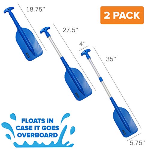 2 Pack Telescoping Plastic Collapsible Boat Paddles for Kayak, Jet Ski, Rafting