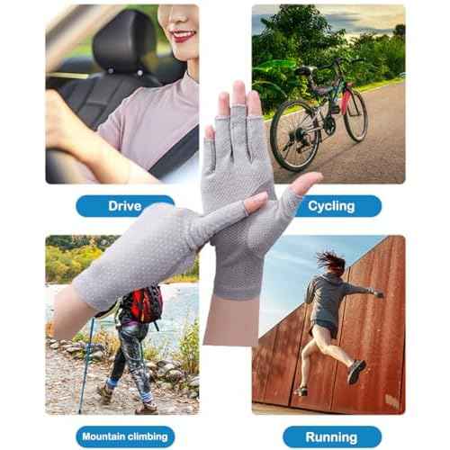 Women Driving Gloves Sun UV Protection Summer Outdoor Hiking UPF 50+ Glove Touchscreen Half-finger Glove