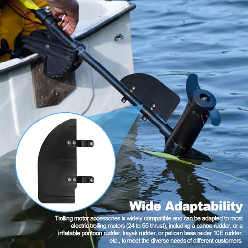 Trolling Motor Rudder, Boat Rudder Kit, Trolling Motor Accessories, Boat Rudder, Fits Most 24-55 Thrust Trolling Motors, Boat Rudder for Pontoon Fishing Kayak Canoe Jon Boat