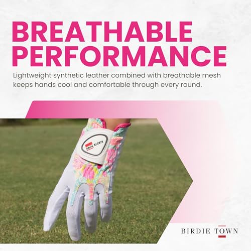 Birdie Town Jupiter 3 Pack Tropical Breathable Synthetic Leather Golf Gloves - Women, One Size