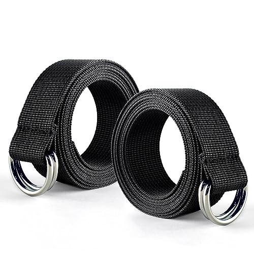 Football Belt with Stainless Steel D Rings - Black, 52 Inches for Men Women Kids