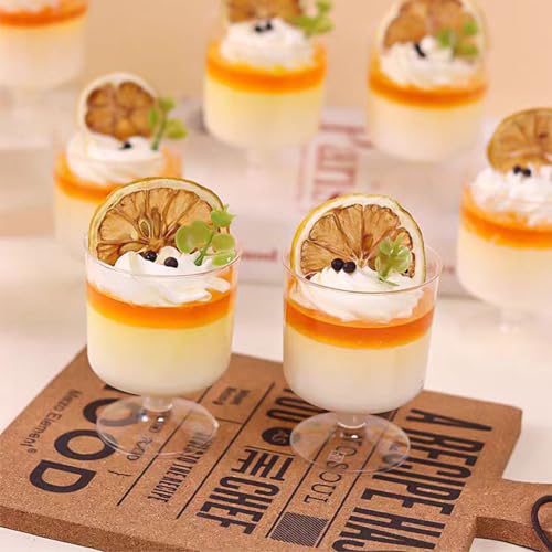 Mini Plastic Dessert Cups with Spoons 5 OZ Goblet Set - 120 Pack
