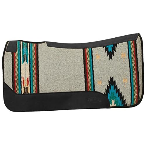 Weaver Equine 31" x 32" Contoured Single Weave Wool Blend Felt Horse Saddle Pad, Shock Absorbing Western Saddle Pad for Protection, Turquoise Pattern